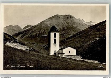 7447 Cresta Avers 1932 Foto AK Kirche - 38067538