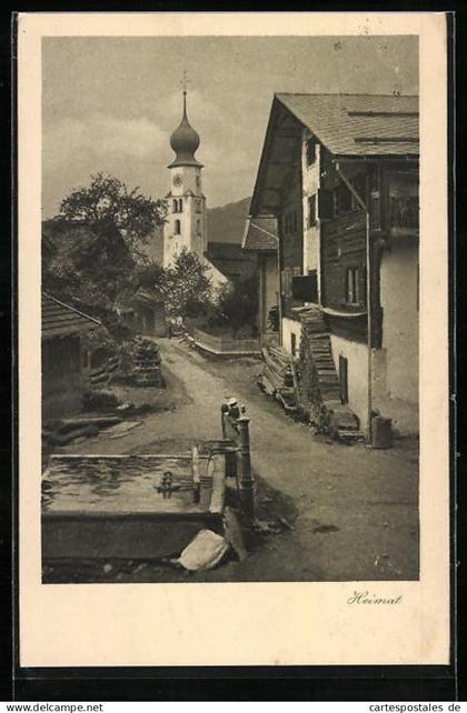 AK Fanas, Strassenpartie mit Kirche