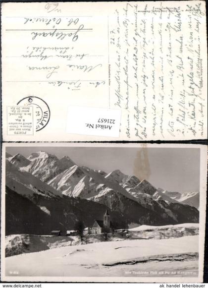 221657,Alt Thalkirche Kirche Pleif m. Piz Aul Lungnez b. Lumnezia Winterbild Kt Graub