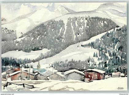 7188 Sedrun - sign. Adrie Van Schagen Aquarell - 39411042