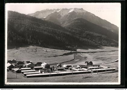 AK S-chanf /Engadin, Flablager mit Piz Mezaun