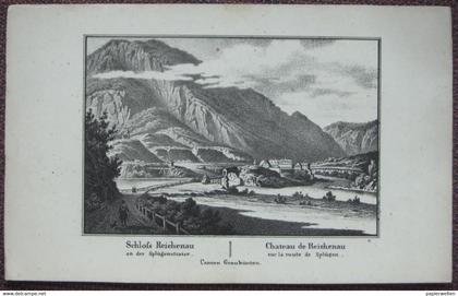 Tamins (GR) - Schloss Reichenau an der Splügenstrasse / keine Ansichtskarte (aus Almanach?) CPA-Format um 1840?