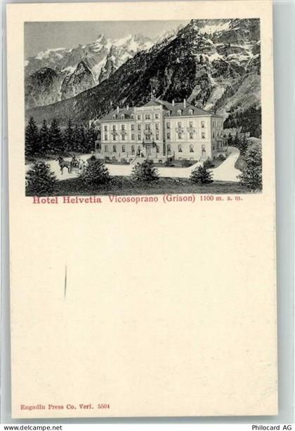 7603 Vicosoprano Lithographie Hotel Hevetia - 13928040