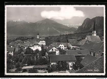 AK Zizers, Ortsansicht aus der Vogelschau