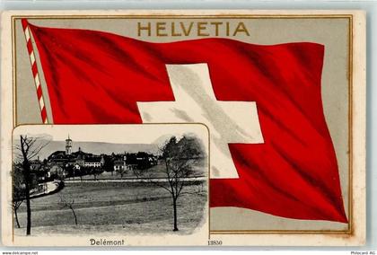 2800 Delémont Delsberg Prägedruck Helvetia Fahne Lithohraphie - 13455663