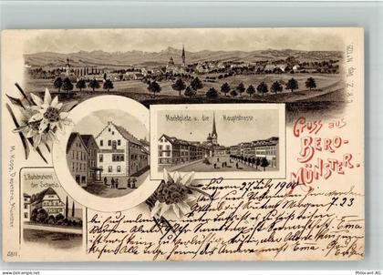 6215 Beromünster 1900 BOAKC Lithographie Marktplatz Hauptstraße 1. Buchd... - 13702490