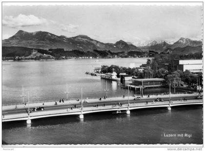 CPSM...DE SUISSE...LUZERN ET RIGI...ANIMEE...LE PONT...LA VILLE...