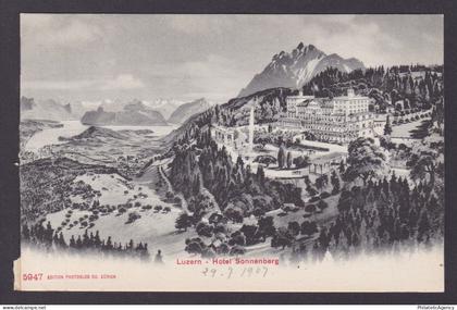 SWITZERLAND, Vintge postcard, Lucerne, Hotel Sonnenberg