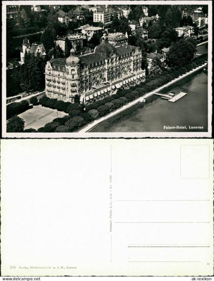 Ansichtskarte Luzern Lucerna Palasthotel - Luftbild 1932