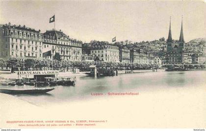 Lucerne  LUZERN LU Schweizerhofquai Vierwaldstaettersee Hotel Kirchturm Boote Ba