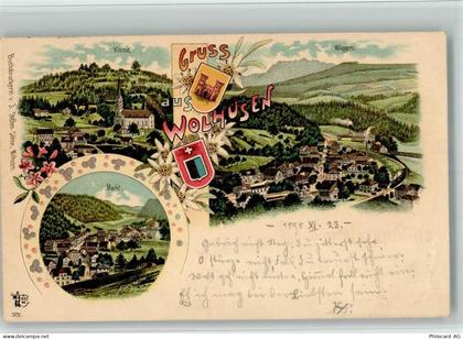 6110 Wolhusen 1898 BOAKC Lithographie Kirche Wiggern Markt Gebrauchsspur... - 13702578