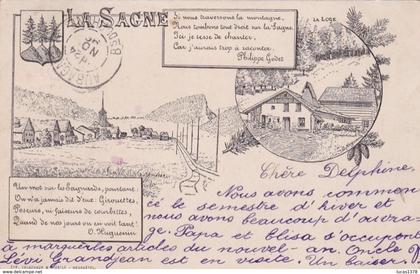LA SAGNE   / LITHO / HUGUENIN / / CIRC 1898 !