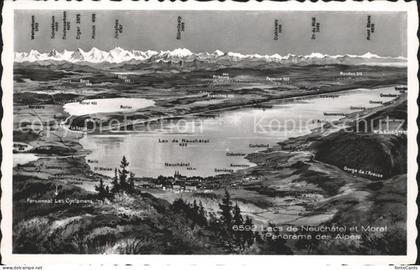 Lac de Neuchatel Lac de Morat Panorama des Alpes a vol d oiseau