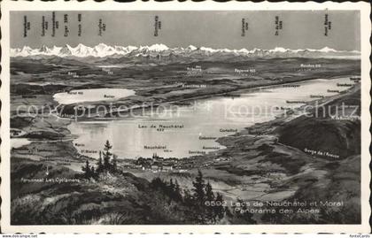 Lac de Neuchatel Lac Morat Panorama des Alpes a vol d oiseau