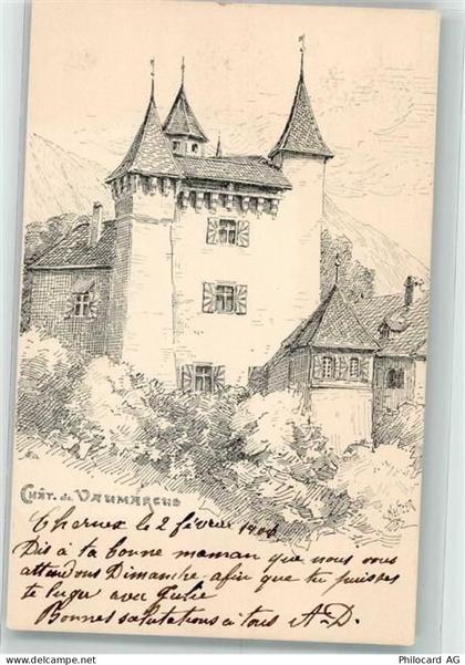 2028 Vaumarcus 1901 Künstlerkarte Schloss sign. Meltzer - 39698972
