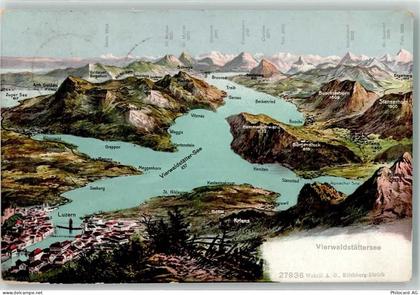 6374 Buochs 1907 - Vierwaldstättersee Vogelschau - 39497841