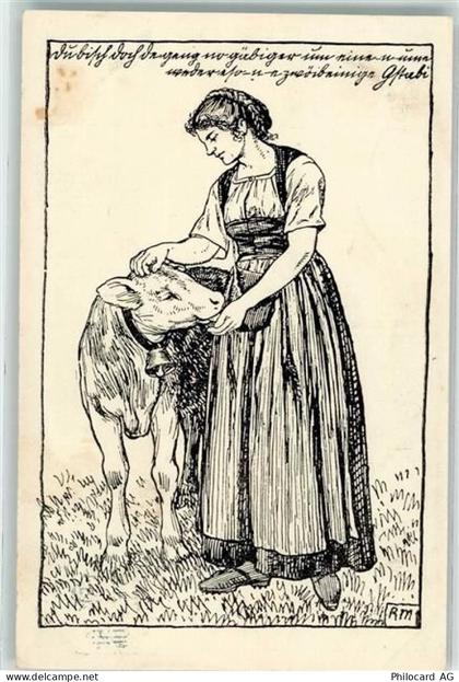Bern Berne 1914 Künstlerkarte Landesausstellung Bäuerin mit Kuh in Berne... - 10664234