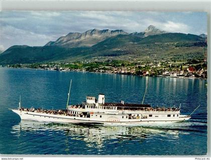 Evian-les-Bains Raddampfer Lausanne Binnenschiff Foto AK - 38226696