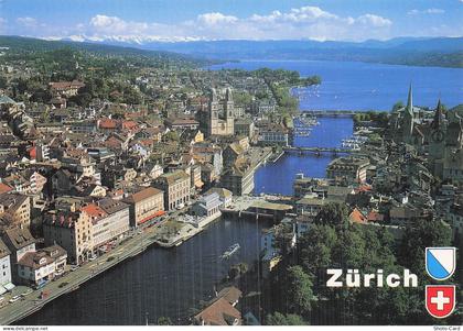 SUISSE ZURICH VUE AERIENNE DE LA VILLE ET DU LAC