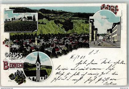 9442 Berneck 1901 Lithographie Ruine Rosenburg Neugasse Kirche - 13616033