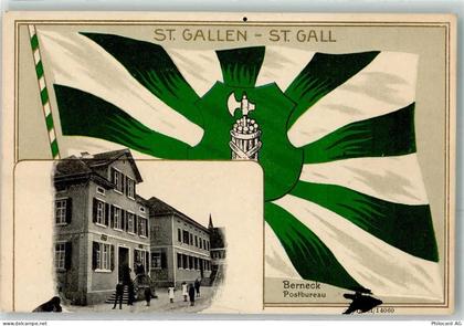 9442 Berneck Prägedruck Postbureau Fahne Lithographie - 13481786