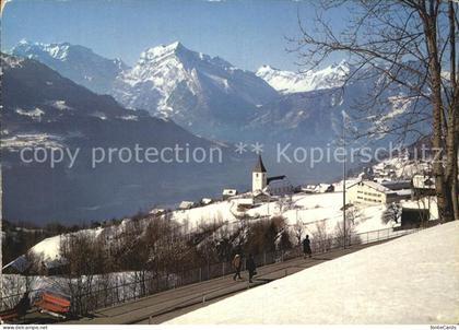 Amden Walensee SG Winterpanorama mit Walensee Linthebene und Glarneralpen
