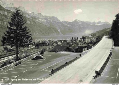 Murg Quarten Walensee SG Walensee Churfirsten Dorf Parkplatz Strasse Berge