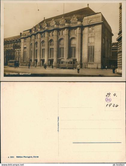 St. Gallen San Gallo / Sogn Gagl Partie am Bahnhof - Straßenbahnen 1926