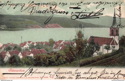 SUISSE - Schmerikon - Lac - Clocher - Eglise - Toits rouges - colorisé - ed H Guggenheim & Co - Carte Postale Ancienne