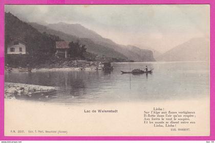296764 / Switzerland SG St. Gall - Lac de Walenstadt ,Walensee  Lake Walen , Poem Eugène Rambert - Swiss writer PC 2237