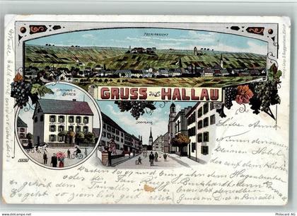 8215 Hallau 1902 BOAKC Lithographie Gasthaus Zum Bären Dorfplatz Gebrauc... - 13702726
