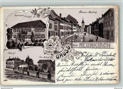 8213 Neunkirch 1907 BOAKC Lithographie Gasthaus Bahnhof Eisenbahn Gebrau... - 13702683