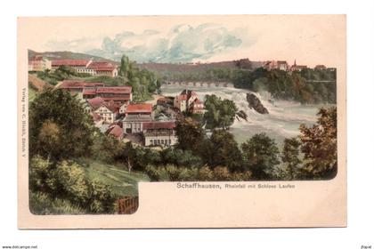 SUISSE - SCHAFFHOUSE, pionnière aquarellée (LISEZ mes conditions d'offre inférieure)