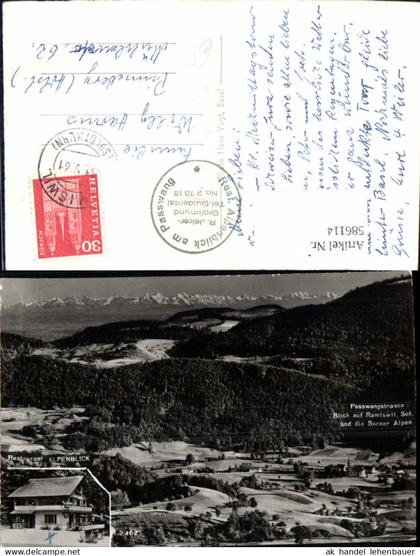586114,Passwangstrasse Mümliswil-Ramiswil Blick auf Ramiswil u. d. Berner Alpen Switzerland