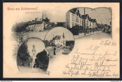 AK Schönenwerd, Ortspartie mit Wohnhäusern, Ruine Falkenstein, Blick zur Kirche