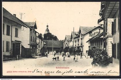 AK Schönenwerd, Strassenpartie mit Gasthaus Widmer-Roth und Blick auf die Kirche