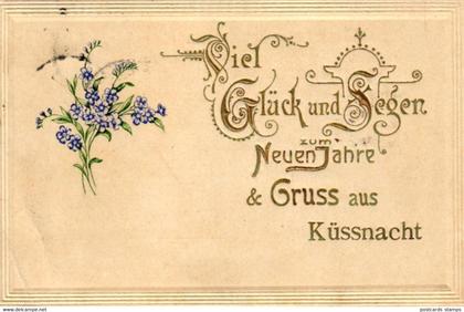 Küssnacht, Glückwunsch AK mit "Küssnacht" Eindruck, 1912