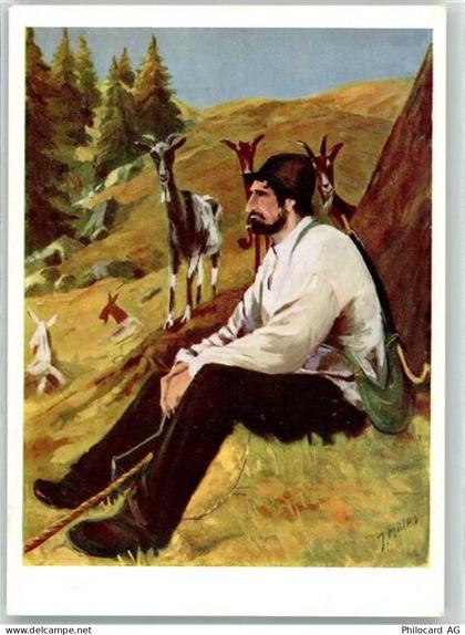 8843 Oberiberg - sign. J.Müller Der Geisshirt Ziegen - 39490165