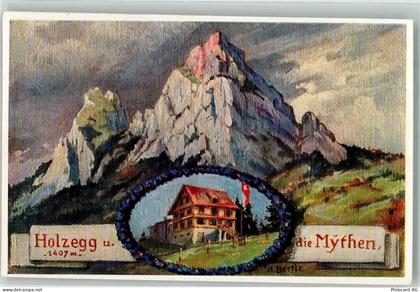 8849 Alpthal Künstlerkarte sign. Bertle, M. Holzegg Mythen - 10700205