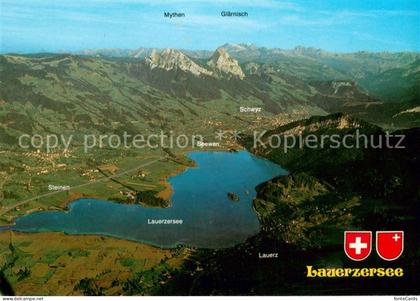 Lauerz Lauerzersee mit Mythen Fliegeraufnahme