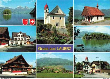 Lauerz Schwyz SZ mit Inseli Schwanau Kapelle Kirche Bauernhaus Panorama