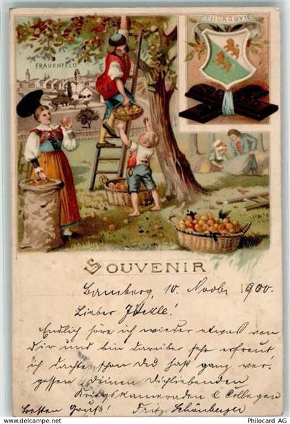 8500 Frauenfeld 1900 Lithographie Wappen Thurgovie Tracht - 13455721