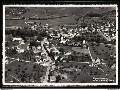 AK Münchwilen /Thg., Fliegeraufnahme des Ortes mit Kirche