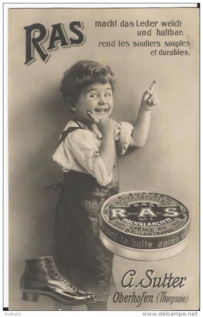 Superbe CPA publicitaire - Cirage RAS - A Sutter - Oberhofen - Thurgovie - Pub Rare  - Suisse - Schweiz