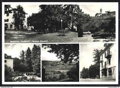 AK Sorengo, Pensione Giardino, Verschiedene Aussenansichten, Blick von der Pension zum Ort, Bes. Pedrini