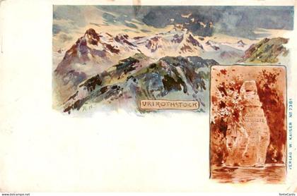 Uri-Rothstock Uri-Rotstock 2932m UR Gebirgspanorama Gedenkstein Kuenstlerkarte