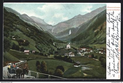 AK Unterschächen /Klausenstrasse, Ortsansicht mit Kirche