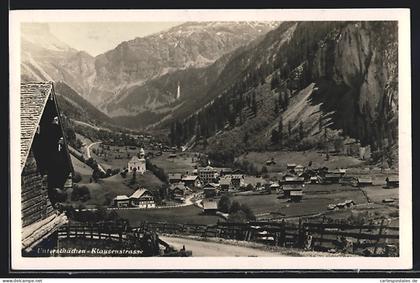 AK Unterschächen (Klausenstrasse), Ortsansicht mit Umgebung