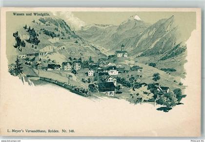 6484 Wassen UR Künstlerkarte Wassen und Windgälle - 13601218