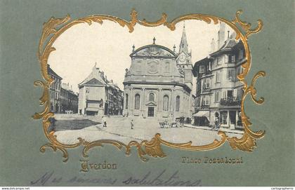 Switzerland Yverdon Place Postalozzi 1902 correspondence Albert Piguet Cronay - Sentier